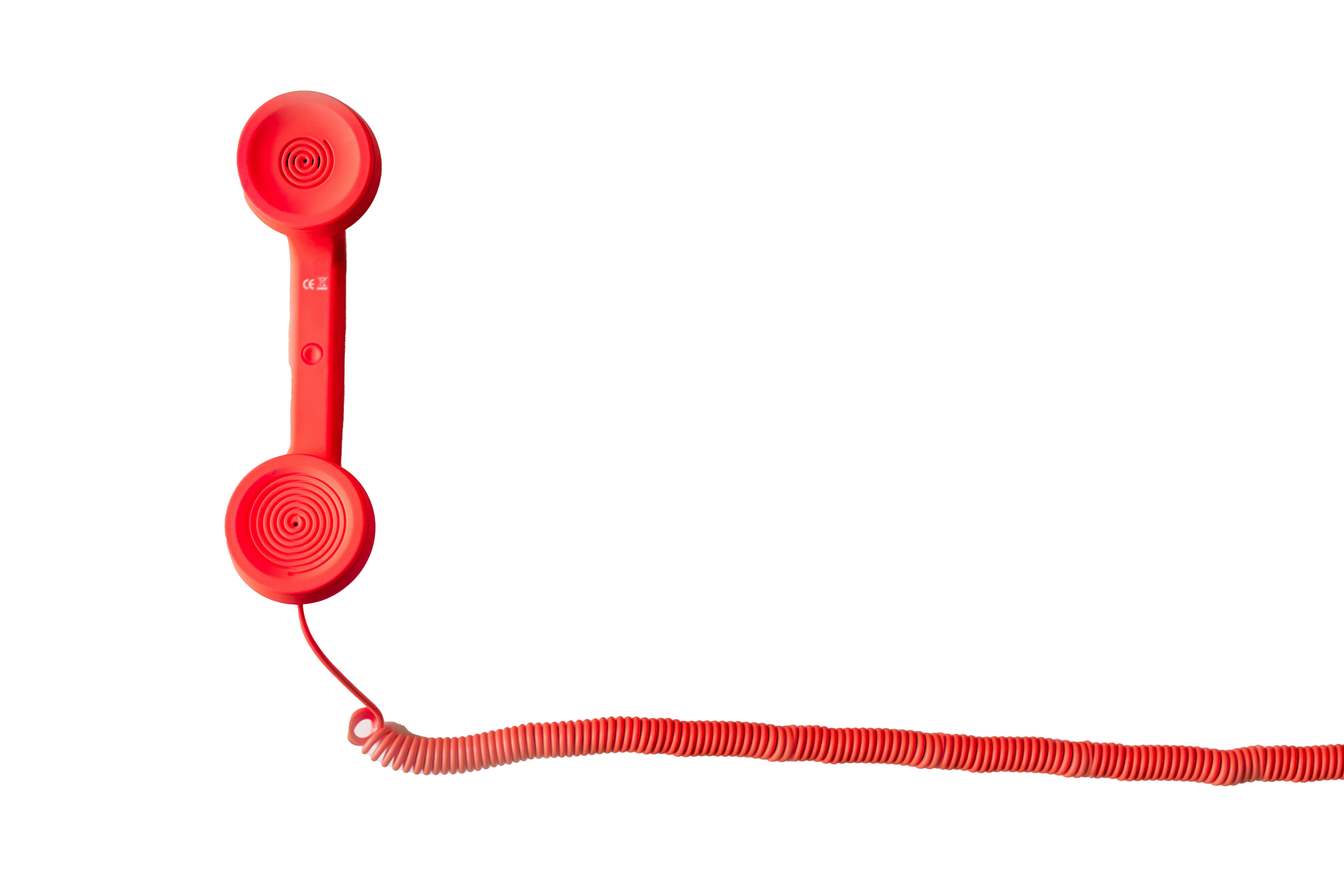 Red telephone receiver with 'CONTACT US' text